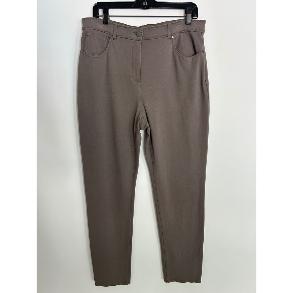 Chicos So Slimming Pants Womens 2 Regular Taupe Brown Stretch Pull On Trousers